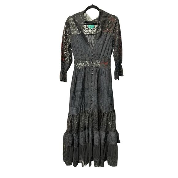 Antica Sartoria BlackโLace Maxi Dress โ Boho Chic Elegance Floral one size - Picture 4 of 16